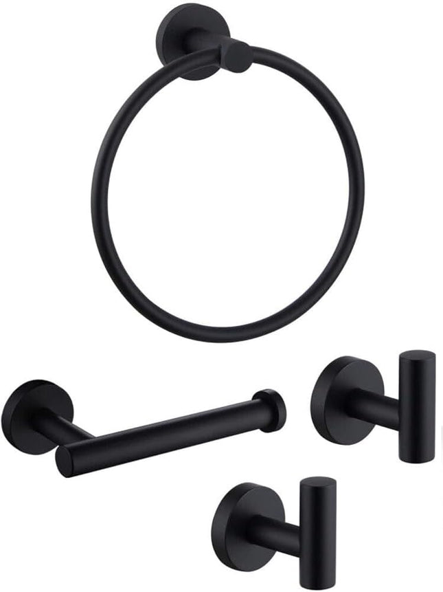 4PCS Bathroom Hardware Set 304 Stainless Steel Bathroom Accessories Set Including 2 Wall Mounted in Black