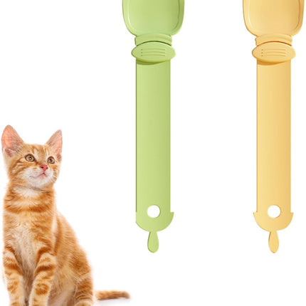 2 Pcs Cat Strip Feeders, Cute Head Shape Squeeze Spoon Multifunctional 2-in-1 Food Dispenser Treat Spoon for Wet Food Pet Supplies