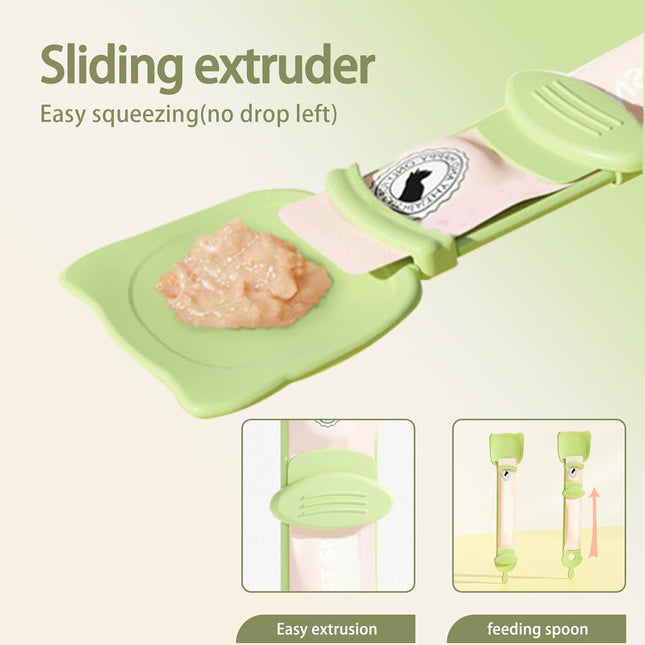 2 Pcs Cat Strip Feeders Cute Head Shape Squeeze Spoon Multifunctional 2-in-1 Food Dispenser Treat Spoon – product detail