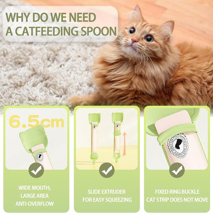 2 Pcs Cat Strip Feeders, Cute Head Shape Squeeze Spoon Multifunctional 2-in-1 Food Dispenser Treat Spoon for Wet Food Pet Supplies