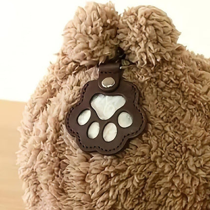 Pet Hair Storage Bag 3pcs Leather Cat Paw Keychain Portable Pet Hair Memorial Keepsake Keyring for Pet Commemorative