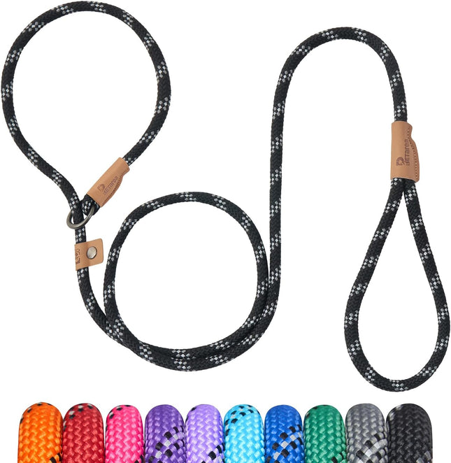 5 FT Slip Lead Dog Leash Heavy Duty Rope Leash for Small Medium Large Dogs V1259-DP01-A-3004 in Black