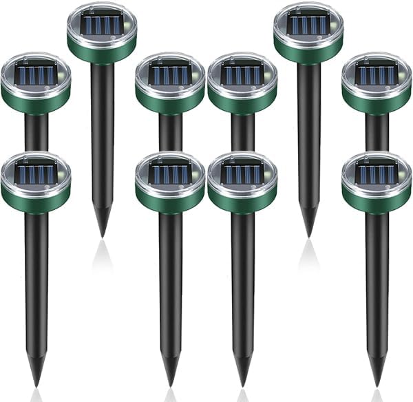 Mole Repellent 10 Packs Outdoor Solar-Powered Animal Repellent Waterproof Mole Killer Traps for