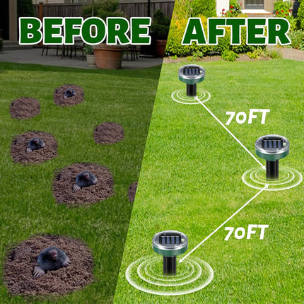 Mole Repellent 10 Packs, Outdoor Solar-Powered Animal Repellent, Waterproof Mole Killer Traps for Garden, Yard, Lawn,Effectively Repels Groundhog Snake Vole