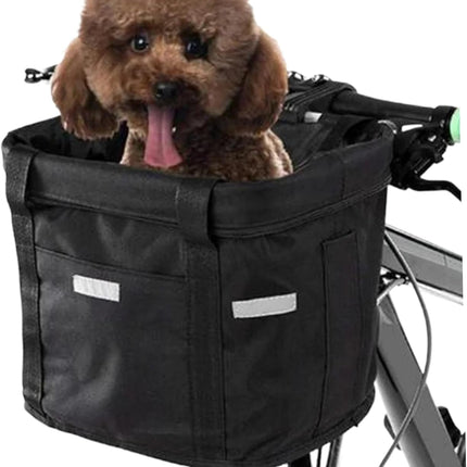 Bike Basket, 10kg Storng Bearing Foldable Bike Front Basket, Removable Dog Carrier for Handlebar, Machine Washable