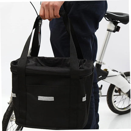 Bike Basket, 10kg Storng Bearing Foldable Bike Front Basket, Removable Dog Carrier for Handlebar, Machine Washable