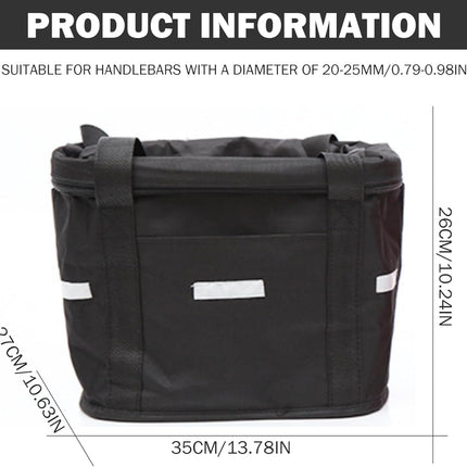 Bike Basket, 10kg Storng Bearing Foldable Bike Front Basket, Removable Dog Carrier for Handlebar, Machine Washable