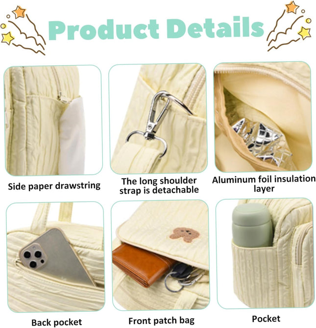 1PC Diaper Bag Zipper Large Capacity Diaper Tote Bag with Multi-Pocket Handheld/Crossbody Storag Organizer – product detail