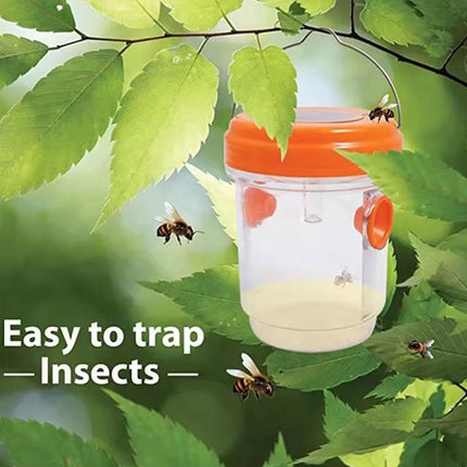 Solar Wasp Trap Outdoor Hanging,Solar Powered Bee Trap Reusable Fly Traps Outdoor Hanging Wasp Killer for Indoor Outdoor Patio Garden Home(Orange)