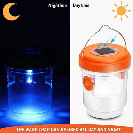 Solar Wasp Trap Outdoor Hanging,Solar Powered Bee Trap Reusable Fly Traps Outdoor Hanging Wasp Killer for Indoor Outdoor Patio Garden Home(Orange)