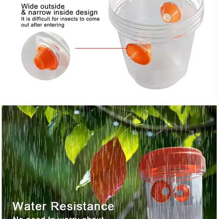 Solar Wasp Trap Outdoor Hanging,Solar Powered Bee Trap Reusable Fly Traps Outdoor Hanging Wasp Killer for Indoor Outdoor Patio Garden Home(Orange)