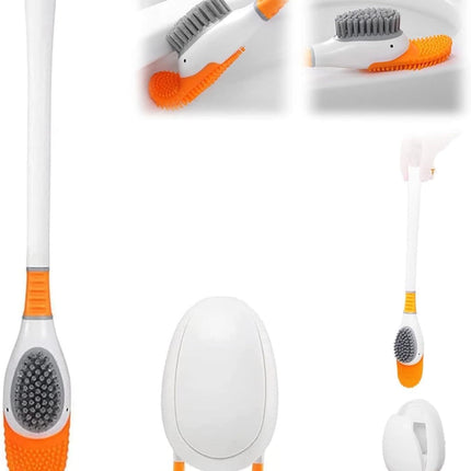 Diving Duck Toilet Brush,Soft Silicone Flex Toilet Brush and Holder,Cartoon Duck Deep Cleaning Bathroom Brush Toilet Accessory,Creative Wall-Mounted Silicone Toilet Cleaner Brush