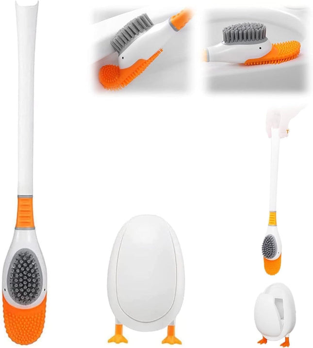 Diving Duck Toilet Brush Soft Silicone Flex Toilet Brush and Holder Cartoon Duck Deep Cleaning
