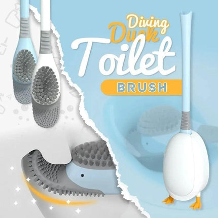 Diving Duck Toilet Brush,Soft Silicone Flex Toilet Brush and Holder,Cartoon Duck Deep Cleaning Bathroom Brush Toilet Accessory,Creative Wall-Mounted Silicone Toilet Cleaner Brush