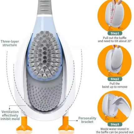 Diving Duck Toilet Brush,Soft Silicone Flex Toilet Brush and Holder,Cartoon Duck Deep Cleaning Bathroom Brush Toilet Accessory,Creative Wall-Mounted Silicone Toilet Cleaner Brush