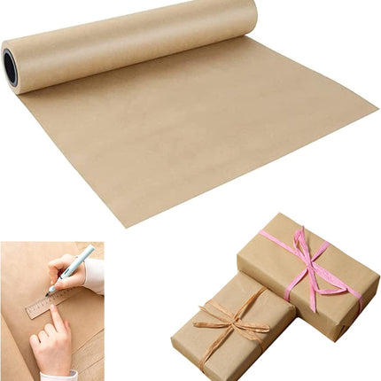 Brown Kraft Paper Roll - 15" x 33'(400") Brown Wrapping Paper for Packing Moving Small Craft Paper Roll for Gift Wrapping, Art