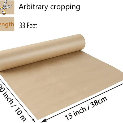 Brown Kraft Paper Roll - 15" x 33'(400") Brown Wrapping Paper for Packing Moving Small Craft Paper Roll for Gift Wrapping, Art