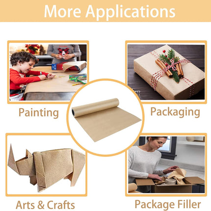 Brown Kraft Paper Roll - 15" x 33'(400") Brown Wrapping Paper for Packing Moving Small Craft Paper Roll for Gift Wrapping, Art