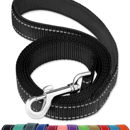 6FT Reflective Dog Leash with Soft Padded Handle for Training,Walking Lead for Large & Medium Dog,1 Inch Wide,Black
