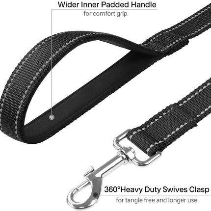 6FT Reflective Dog Leash with Soft Padded Handle for Training,Walking Lead for Large & Medium Dog,1 Inch Wide,Black