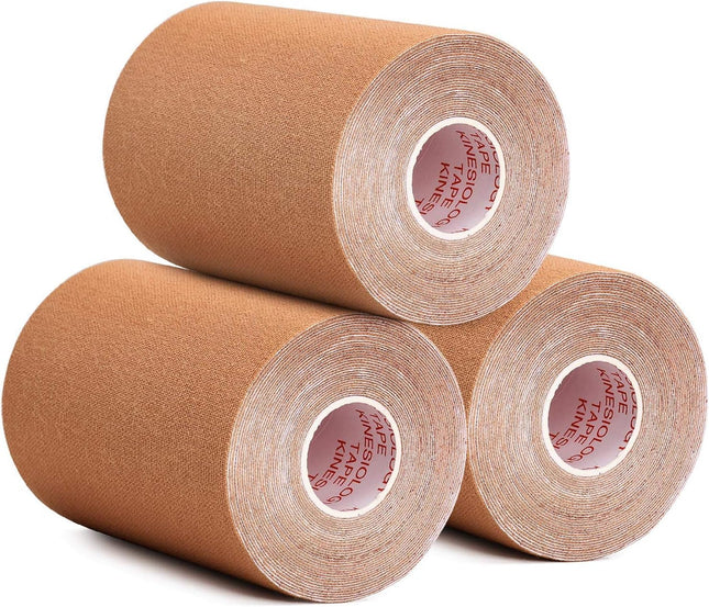 3 Pack Kinesiology Tape 4in x 5.5yd Water Resistant Muscle Support Adhesive Sport Tape for