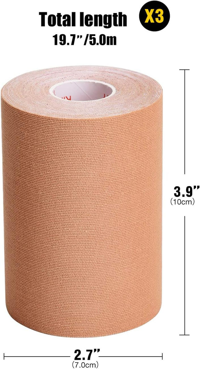 3 Pack Kinesiology Tape 4in x 5.5yd Water Resistant Muscle Support Adhesive Sport Tape for – product detail