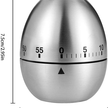 Egg Timer, Classic Egg Shaped Cooking and Baking Countdown Alarm, Manual Mechanical Timer with Loud Alarm for Kids Elderly, Home Use Kitchen Cooking Timer 0-60 Minutes, no Batteries Required