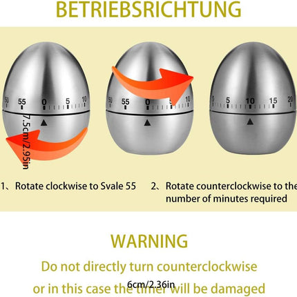 Egg Timer, Classic Egg Shaped Cooking and Baking Countdown Alarm, Manual Mechanical Timer with Loud Alarm for Kids Elderly, Home Use Kitchen Cooking Timer 0-60 Minutes, no Batteries Required