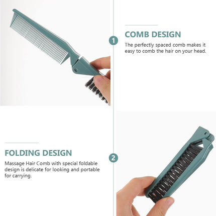 2Pcs Small Double Folding Hair Brush： Hair Styling Salon Brush Comb Folding Comb Double Use Comb for Curly And Straight Hair