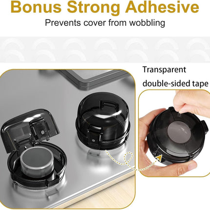 10Pcs Stove Locks,Child Safety Oven Knob Covers Stove Lock,Stove Stopper Knob Safety Covers,Stove Protector for Kids(Transparent Black)