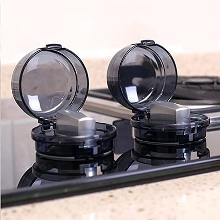 10Pcs Stove Locks,Child Safety Oven Knob Covers Stove Lock,Stove Stopper Knob Safety Covers,Stove Protector for Kids(Transparent Black)