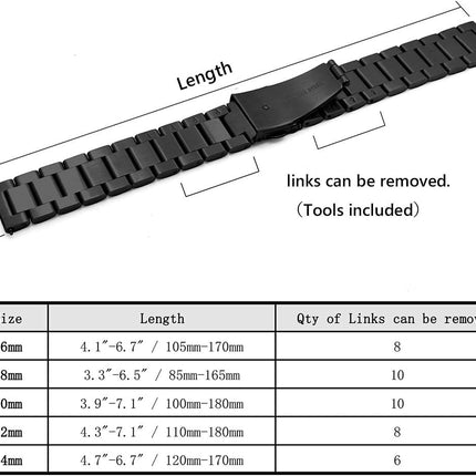 Quick Release Watch Strap,16mm 18mm 20mm 22mm 24mm Premium Solid Stainless Steel Watch Band Replacement