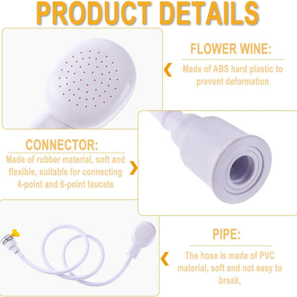 Portable Rubber Hose Spray, 1.3 Meters Pet Shower Sprayer Hand Held Hose,Hose Bath Tub Sink Spray Attachment for Washing Hair Pet Shower