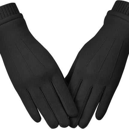 Womens Winter Suede Gloves With Touch Screen Texting Finger Wool Lined Windproof Warm Fashion Dress Gloves