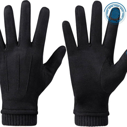 Womens Winter Suede Gloves With Touch Screen Texting Finger Wool Lined Windproof Warm Fashion Dress Gloves