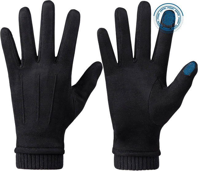 Womens Winter Suede Gloves With Touch Screen Texting Finger Wool Lined Windproof Warm Fashion Dress Gloves – product detail
