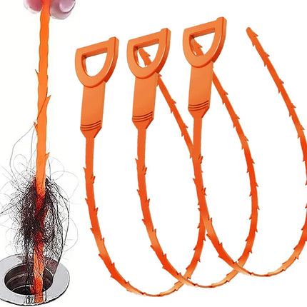 25 Inch Drain Snake Clog Remover:3 Pcs Hair Clog Auger, Drain Cleaner Tool Suitable for Dredging Clogged Pipes, Sink, Shower Drains(Orange)