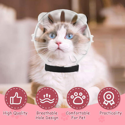 Cat Muzzle and Boots Set, Cat Transparent Muzzle Prevent from Cats Biting Chewing, Breathable Cat Adjustable Hood for Grooming, Adjustable Cat Anti-Scratch Foot Cover for Cats Bathing Nail Trimming
