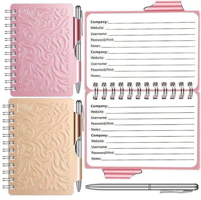 2 Pack Portable Password Notebook Password Organizer Notebook Elegant Pattern Password Book Keeper