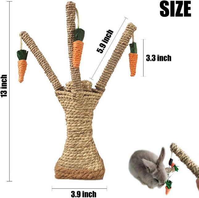 Bunny Chew Toys Rabbit Scratching Climbing Fun Tree with Carrot Shaped Toy Handwoven Seagrass Chew – product detail