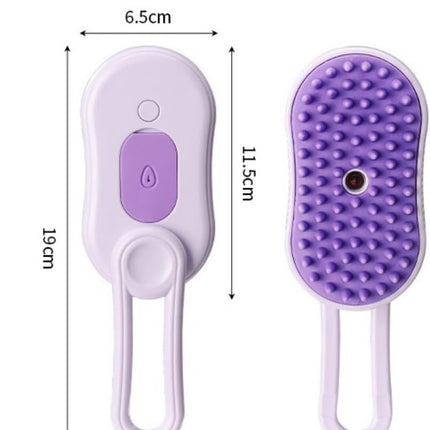 Puffease Spritz Defur Comb for Cats Dogs, Steam Pet Brush with Spray Function, Spray Defur Comb for Pet Bathing, Shedding & Grooming (Purple)