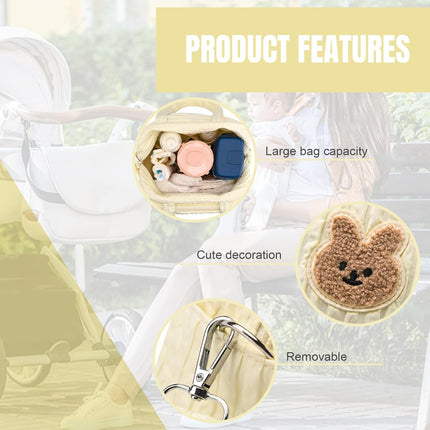 Diaper Tote Bag, 9.5inch Tote Diaper Bag with Plush Doll Pendant, Adjustable Strap & Handle, Large Mommy Bag, Portable Baby Nappy Bag, Travel Baby Bag for Mom (Yellow)