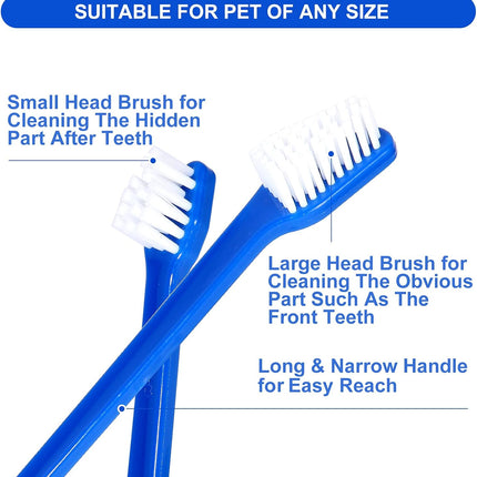 Dog Toothbrush Set of 8 - Dual Headed, Dental Hygiene Convenient Soft Toothbrush to Clean pet Teeth, Dog Tooth Brushes for Small to Large Dogs, Cats, and Most Pets, Teeth Brush in Bulk