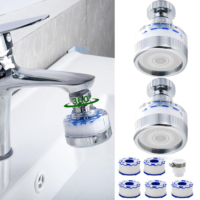 Faucet Water Filter 360 Degree Rotating Mount Filters Purifier Kitchen Tap Filtration Removes