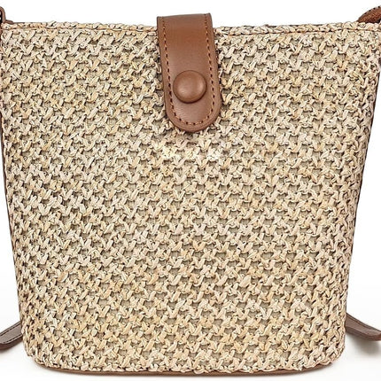 Straw Crossbody Bags for Women, Vintage Rattan Shoulder Bag Summer Beach Woven Bag Straw Clutch Purse for Travel