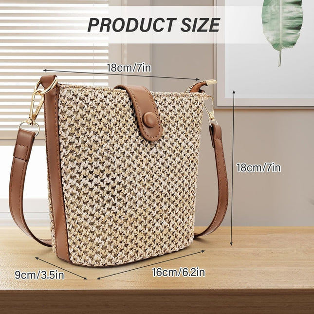 Straw Crossbody Bags for Women Vintage Rattan Shoulder Bag Summer Beach Woven Bag Straw Clutch Purse for – product detail
