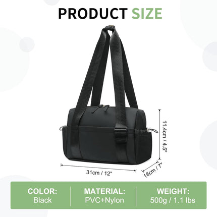 Mini Gym Tote Bag for Women Girls, Cute Fitness Gym Bag W/Wet Compartment Waterproof for Yoga Travel Workout Sport Bag, Black