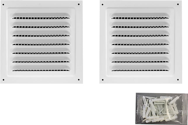2pcs Attic Vent Soffit Vent Aluminum Wall Metal Shed Square Louver Grille (White 8 x 8 -2