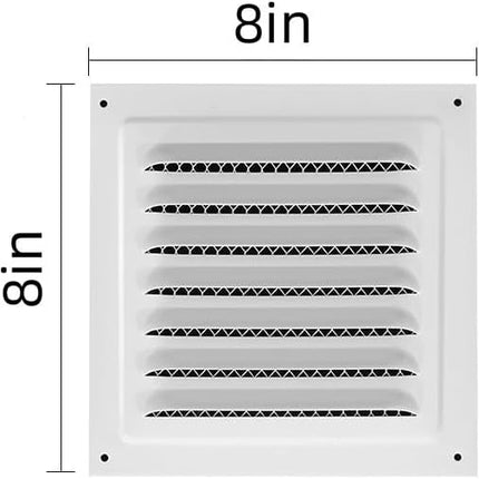 2pcs Attic Vent Soffit Vent Aluminum Wall Vent Metal Shed Vent Square Vent Louver Vent Grille with Built-in Insect Screen for Exterior Door House Attic Garage Ceiling (White 8" x 8"-2 Pack)