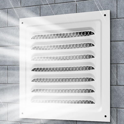 2pcs Attic Vent Soffit Vent Aluminum Wall Vent Metal Shed Vent Square Vent Louver Vent Grille with Built-in Insect Screen for Exterior Door House Attic Garage Ceiling (White 8" x 8"-2 Pack)